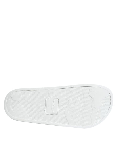 Dolce & Gabbana White Black Leather Sandals Beachwear Shoes